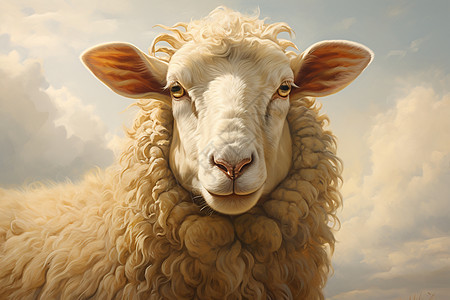 创意艺术的绵羊油画插图图片