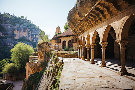 历史悠久的欧式修道院建筑景观图片