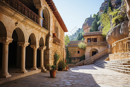 古老的修道院建筑景观图片