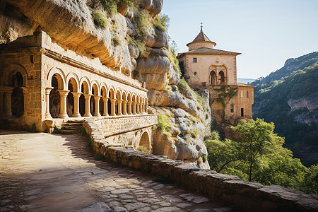 风景宜人的修道院建筑景观图片