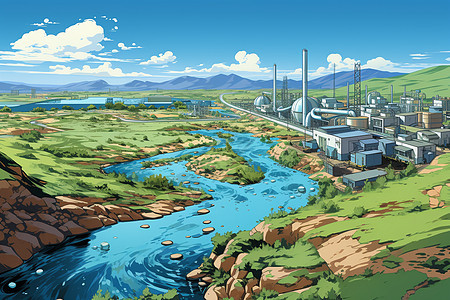 工业水资源保护工厂背景图片
