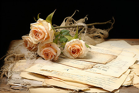 复古花朵复古风格的信件和花朵背景