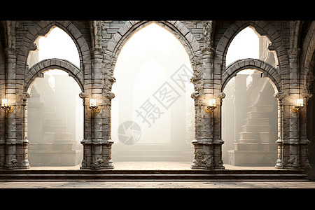 哥特式城堡建筑拱门图片
