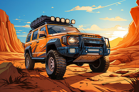 沙漠中炫酷的越野车图片
