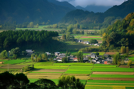 郁郁葱葱的乡村田野景观图片