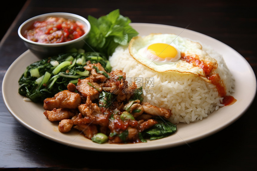 传统美食的麻辣鸡肉烩饭图片