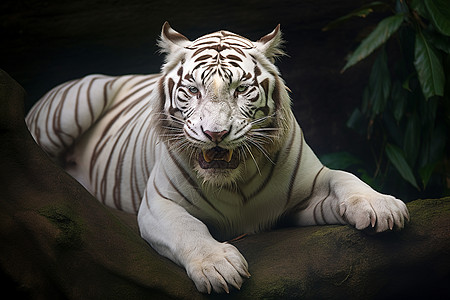 树林中危险的亚洲白虎图片