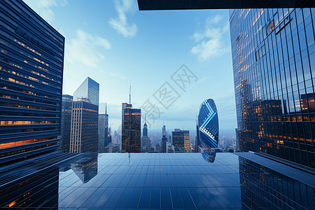 现代城市的玻璃外墙建筑图片