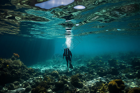 海面下的浮潜爱好者图片