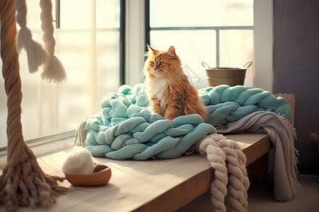 窗台上乖巧的小猫图片
