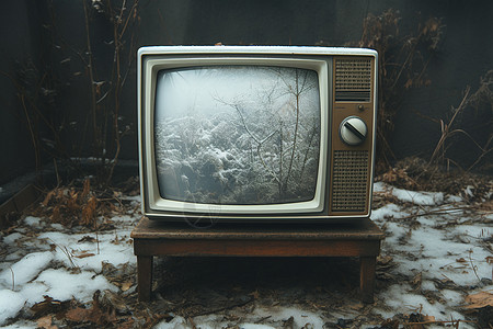 电视雪花雪地上的老式电视背景