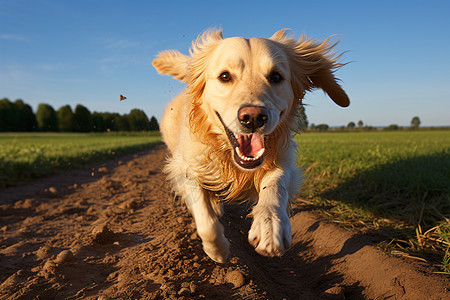 金毛犬在奔跑图片