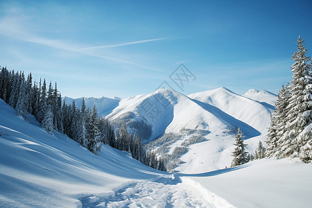 冬日的欢乐天空雪景素材高清图片