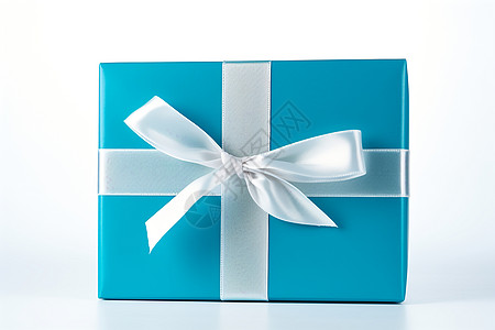 丝带缠绕的天蓝色礼盒背景图片