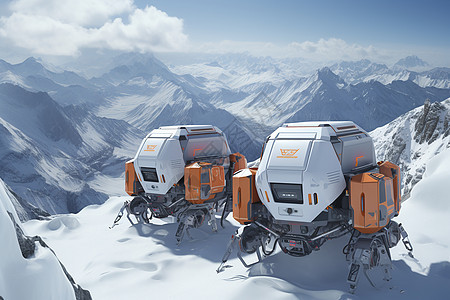 雪山之巅的机器人图片