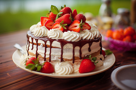 甜美的草莓诱蛋糕图片
