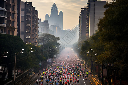 现代城市举办的马拉松大赛背景图片