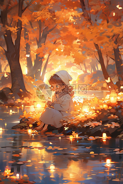 秋日的河岸边图片