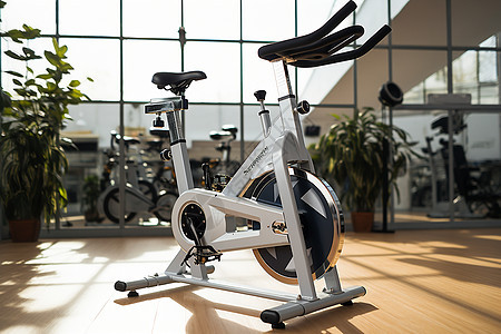 健身房中的动感单车图片