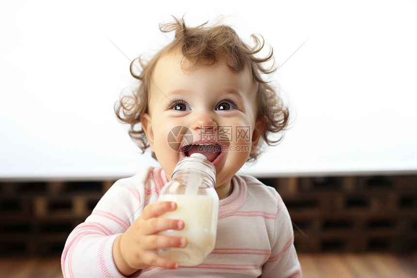 喝奶的小孩子图片