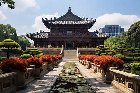 传统中式古建筑景观背景图片
