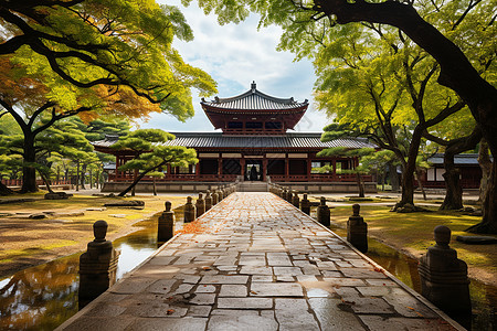 传统的佛教建筑景观背景图片