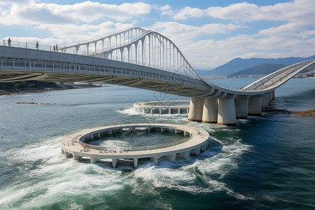 海面上的现代建筑桥梁图片