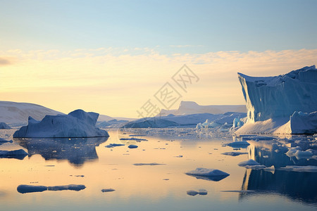 北极冰川的融化现象背景图片