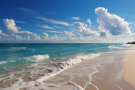 蔚蓝海水的海滩景观图片