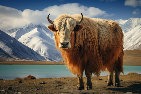 牦牛雪山雪山里的牦牛背景