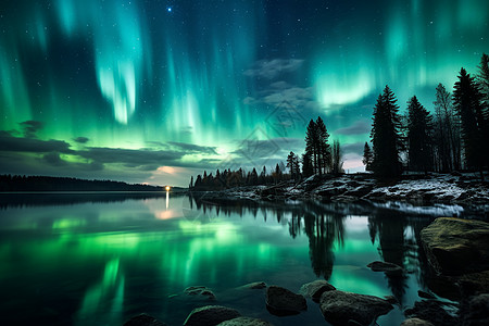 树木夜景梦幻的夜景背景