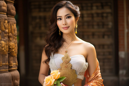 泰国服饰泰国典雅奢华的女子背景