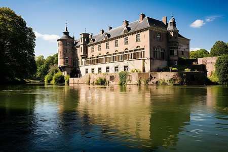 湖畔的古典欧洲建筑图片