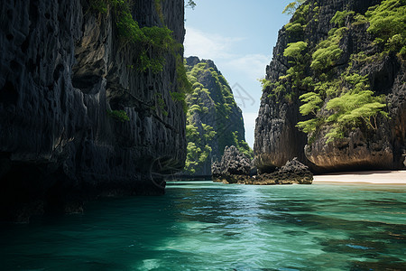 山中峡谷中的河流图片