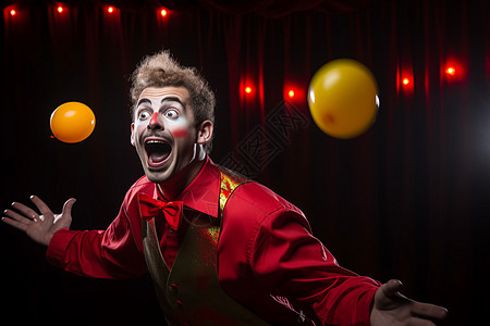 小丑杂耍舞台上表演的小丑背景