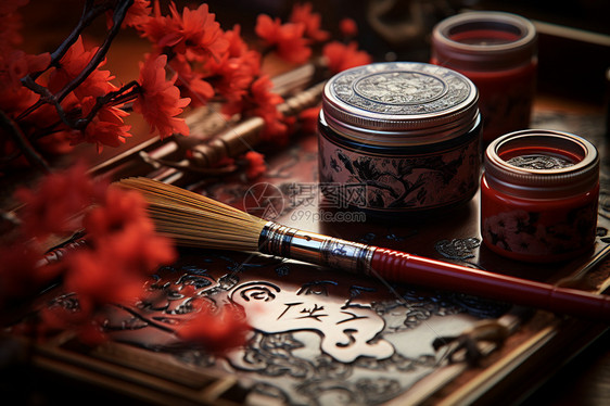 中国传统书法的毛笔图片