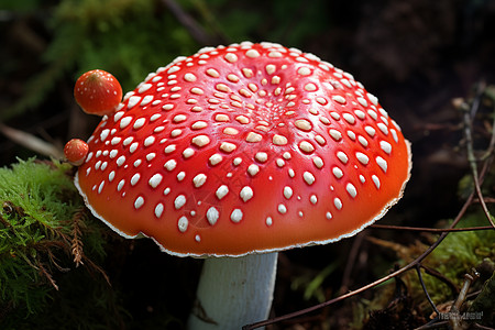 红色毒蘑菇背景图片