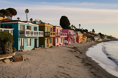 五彩斑斓的海边住宅图片
