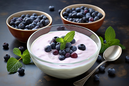 美味的蓝莓酸奶图片