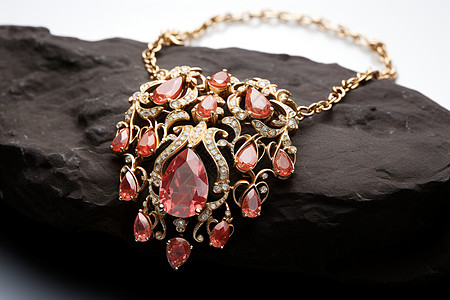 红宝石项链优雅少女的项链背景