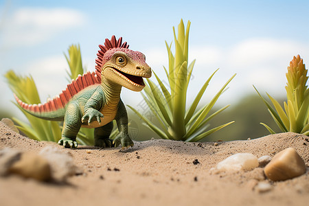 沙地上的玩具恐龙图片