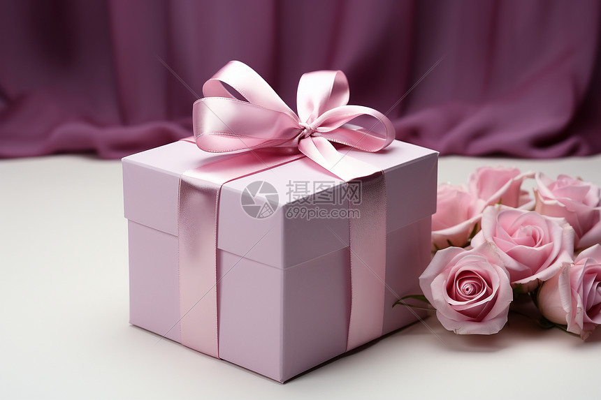 浪漫的礼物与美丽的玫瑰图片