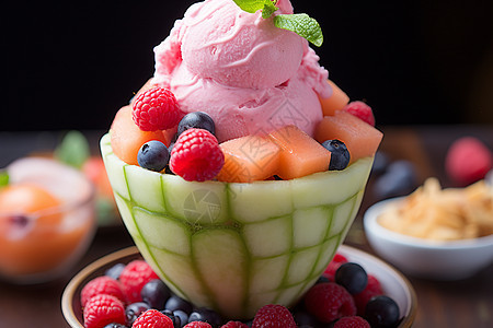 水果冰淇淋球背景图片