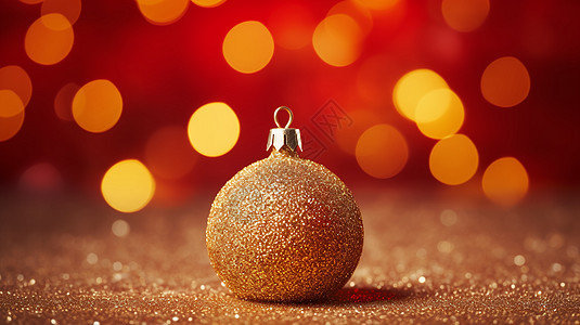 红金色圣诞球背景图片