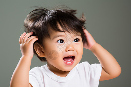 婴儿头发小男孩抬起头发背景