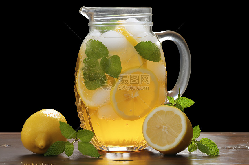 冰镇柠檬口味饮料图片