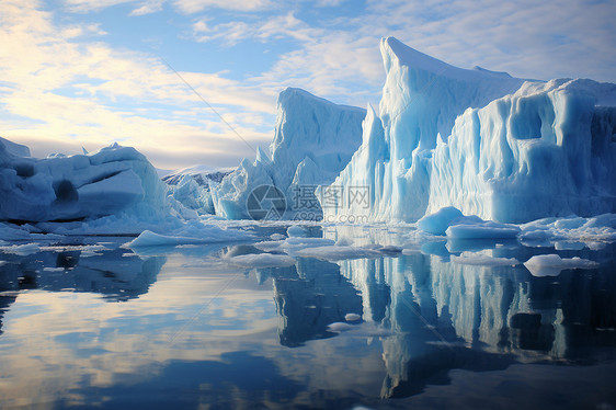 寒冰山脉下的巨大冰山图片