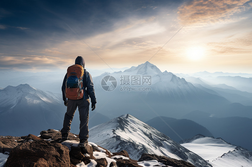 攀登山顶观景风景图片