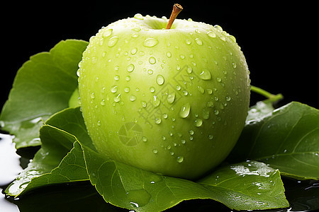 清新自然水滴的青苹果图片
