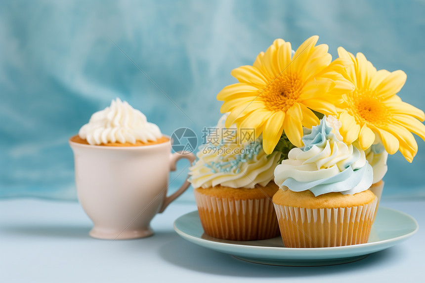 蛋糕与花朵图片